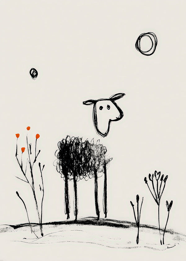 Pecora minimalista disegno a linee