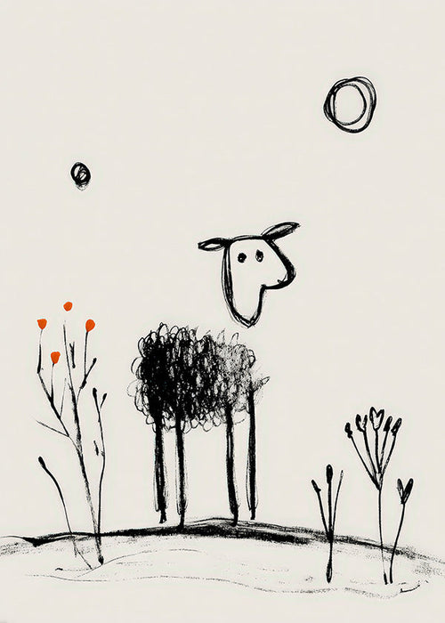 Pecora minimalista disegno a linee