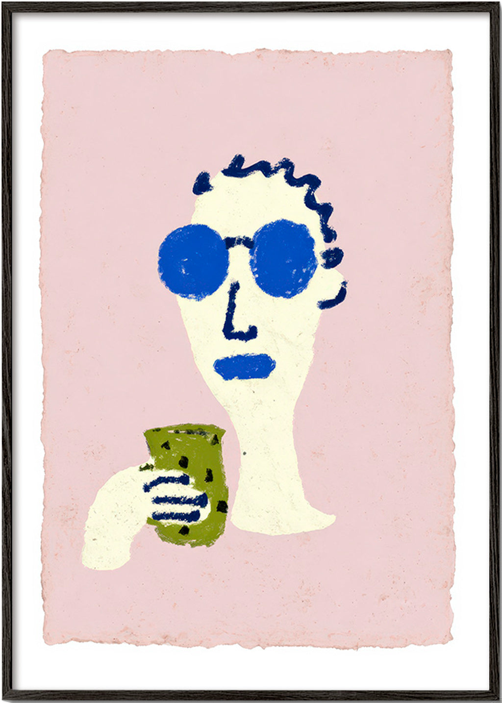 Illustrazione ritratto con occhiali blu