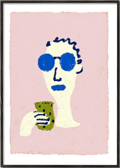 Illustrazione ritratto con occhiali blu