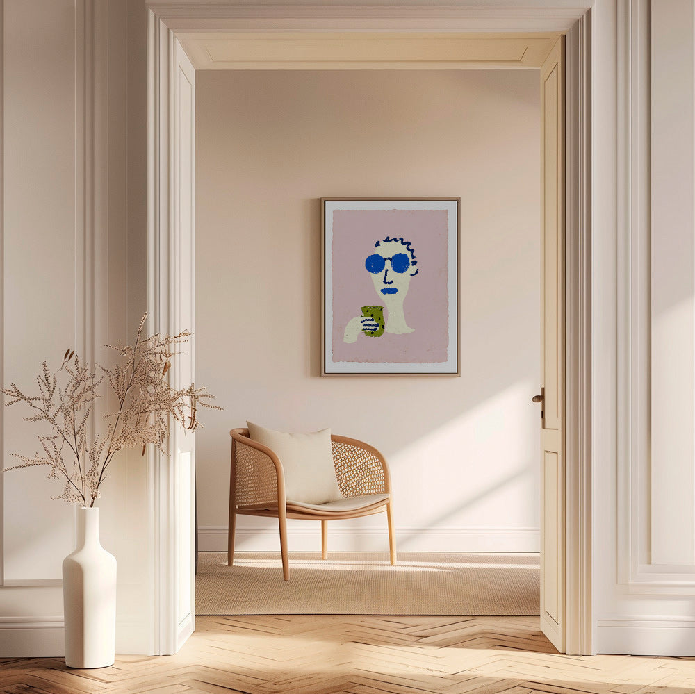 Illustrazione ritratto con occhiali blu