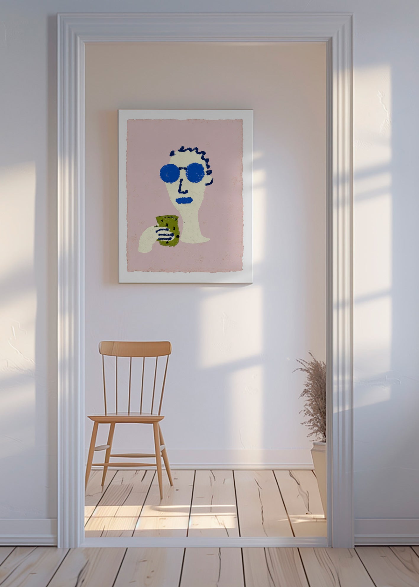 Illustrazione ritratto con occhiali blu