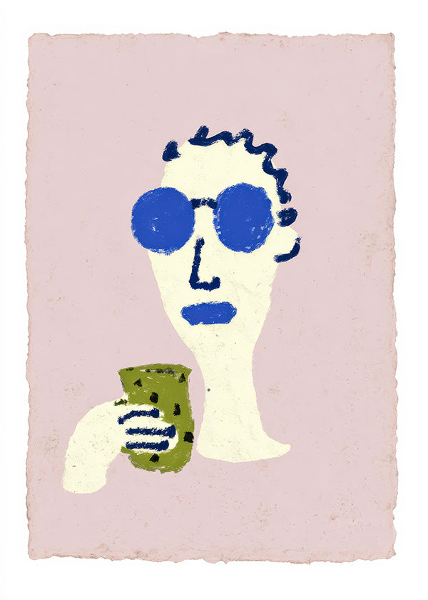 Illustrazione ritratto con occhiali blu
