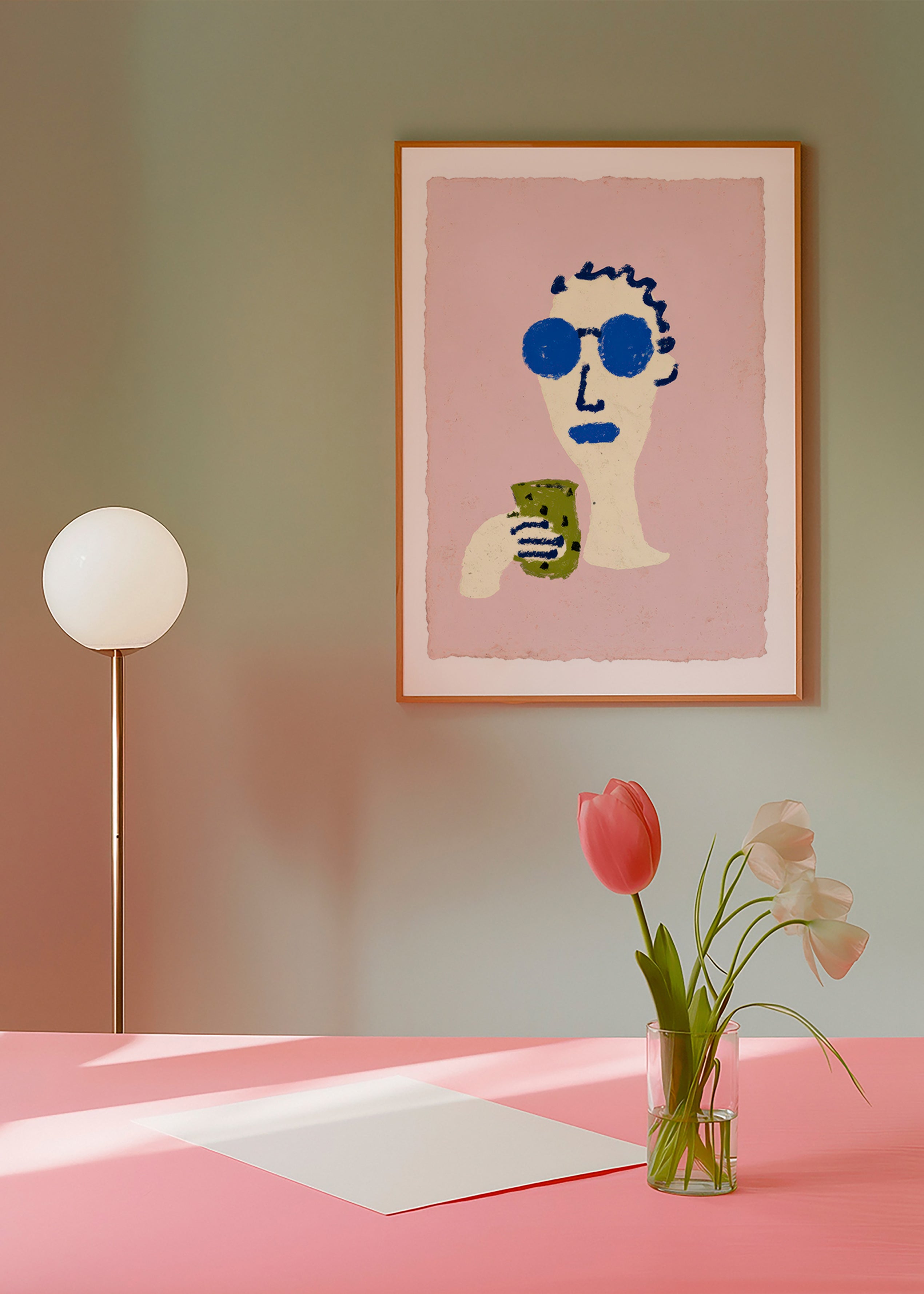 Illustrazione ritratto con occhiali blu