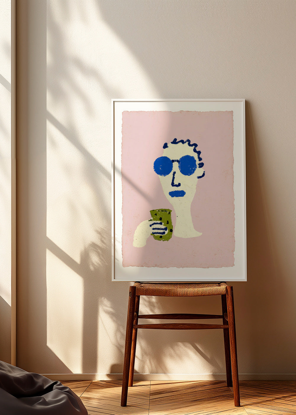 Illustrazione ritratto con occhiali blu