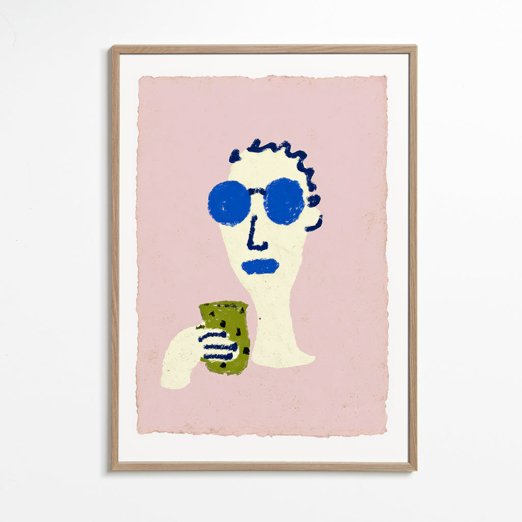 Illustrazione ritratto con occhiali blu