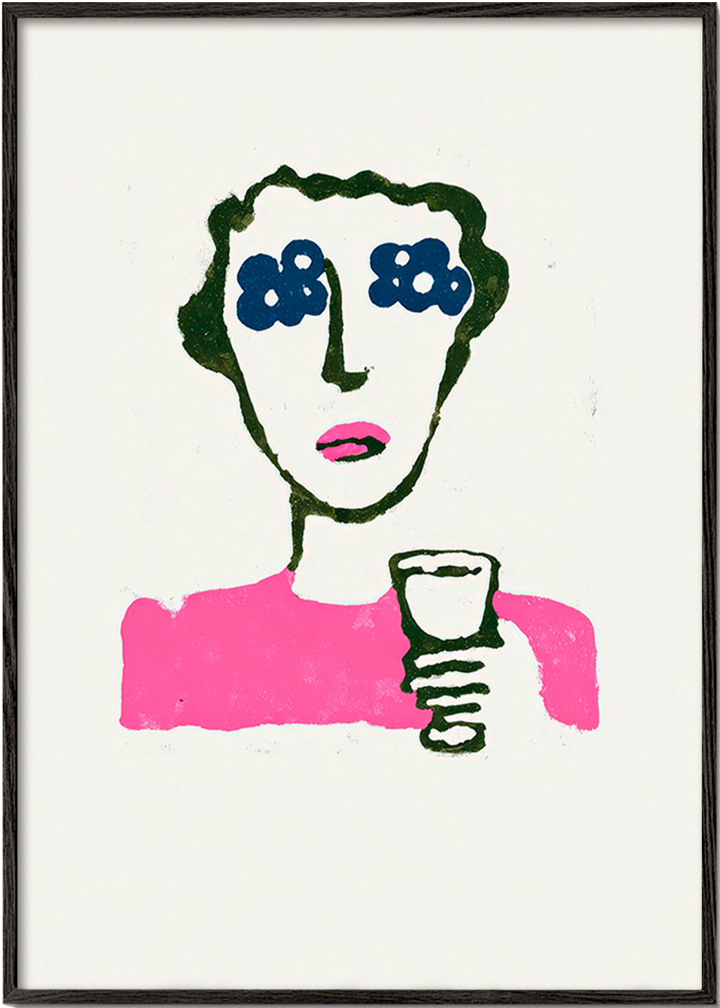 Illustrazione floreale con figura e bicchiere