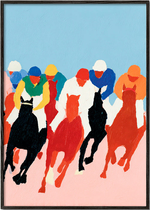Arte sportiva: corsa di cavalli colorata