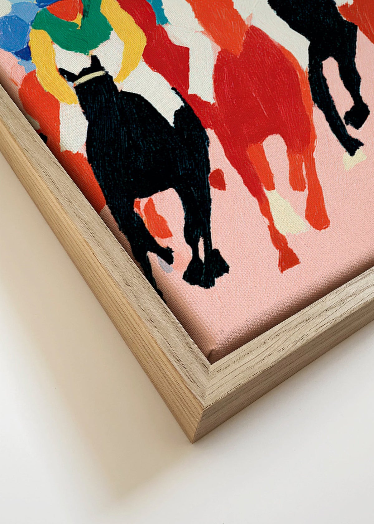Arte sportiva: corsa di cavalli colorata