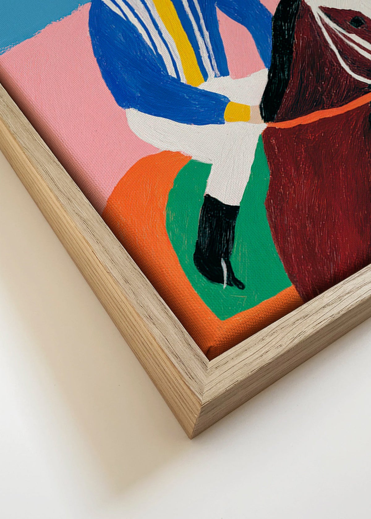 Arte sportiva: jockey e cavallo a colori piatti