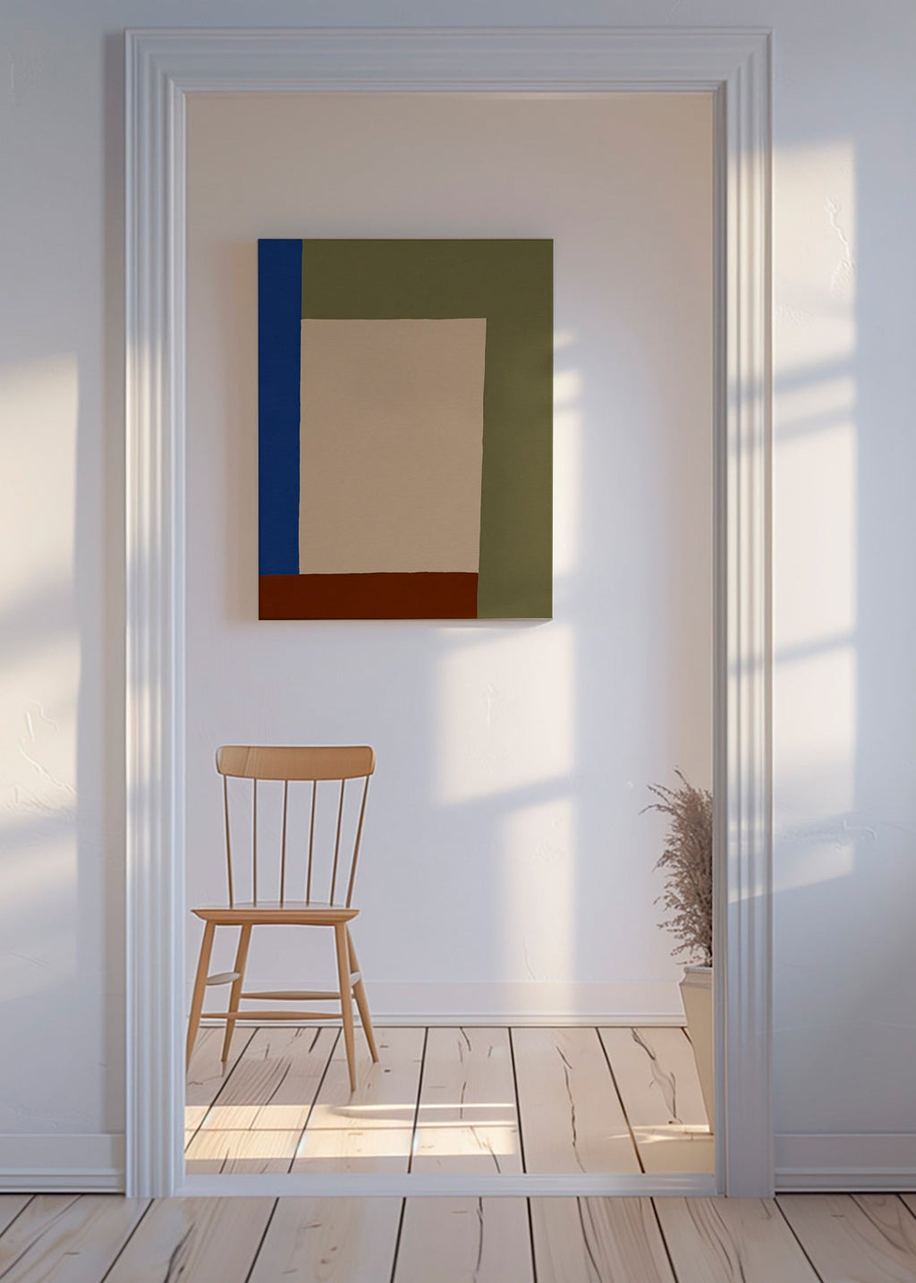 Quadro geometrico con rettangolo beige