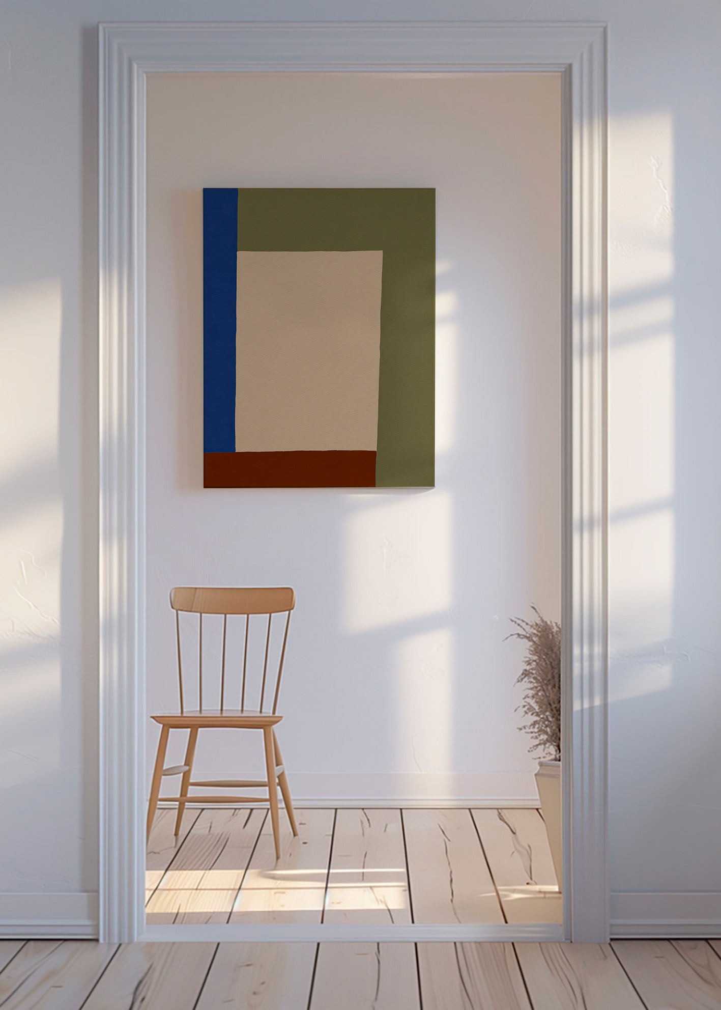 Quadro geometrico con rettangolo beige