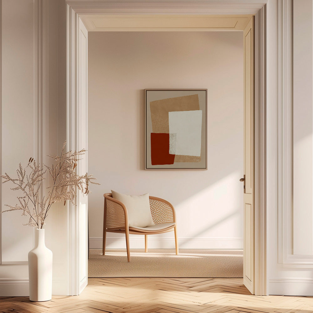 Quadro geometrico con blocchi di toni terra