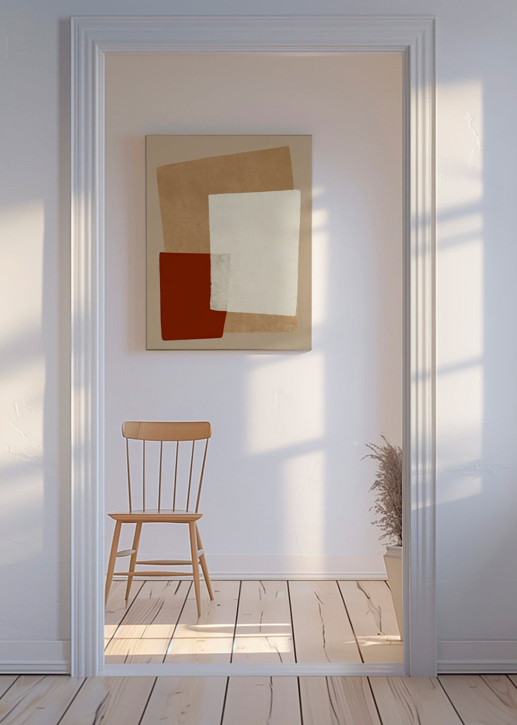 Quadro geometrico con blocchi di toni terra