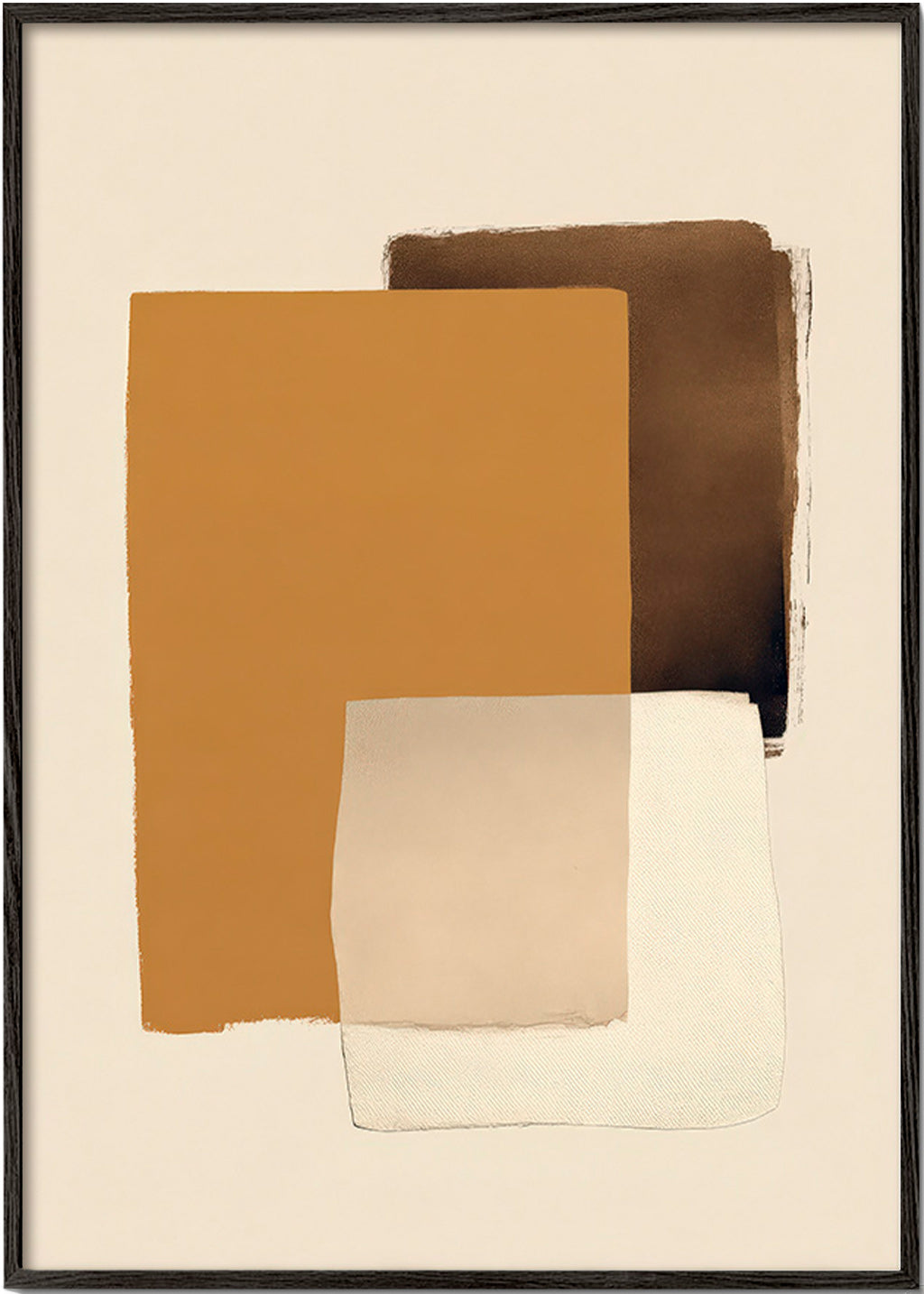 Quadro astratto a strati ocra