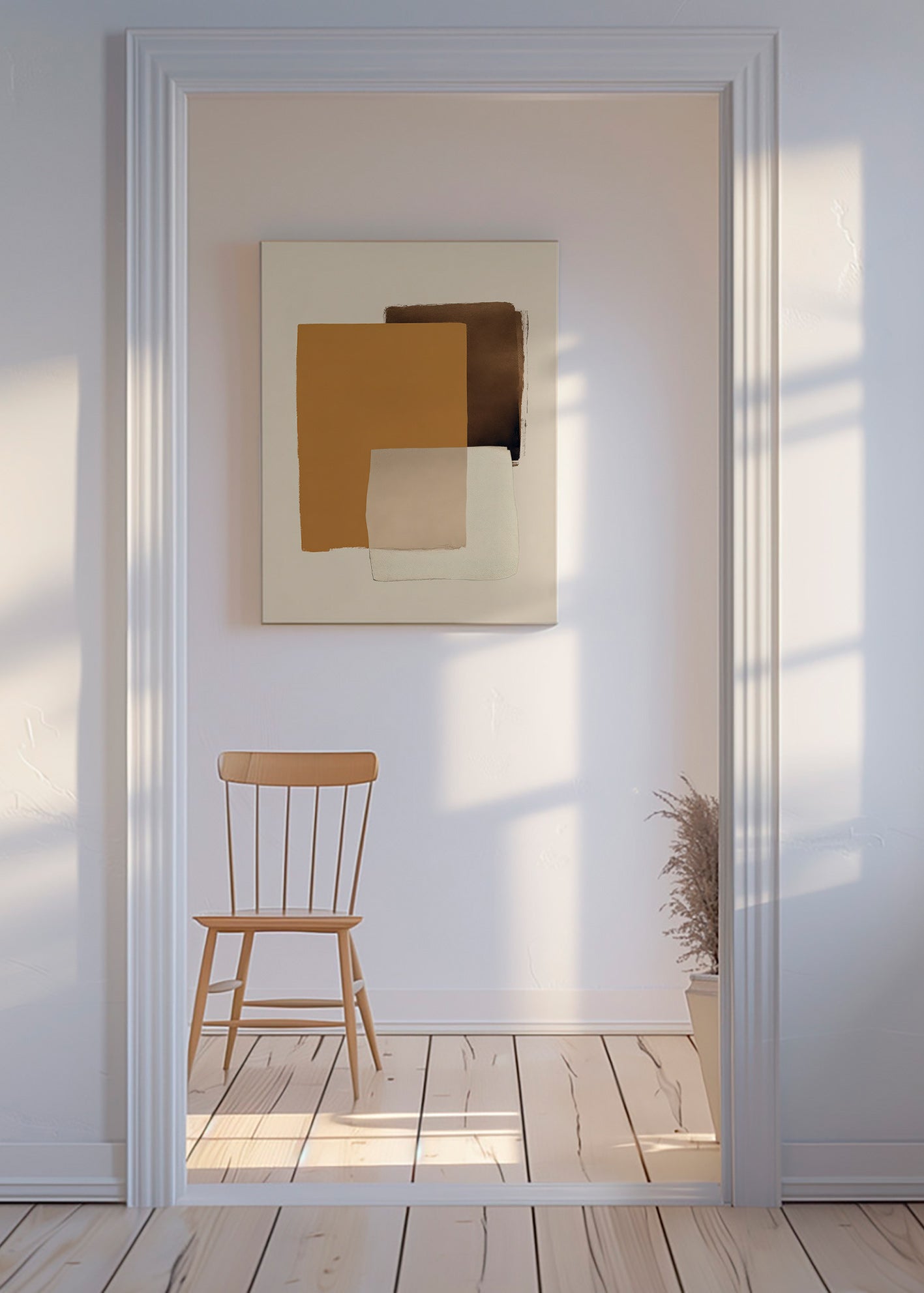 Quadro astratto a strati ocra