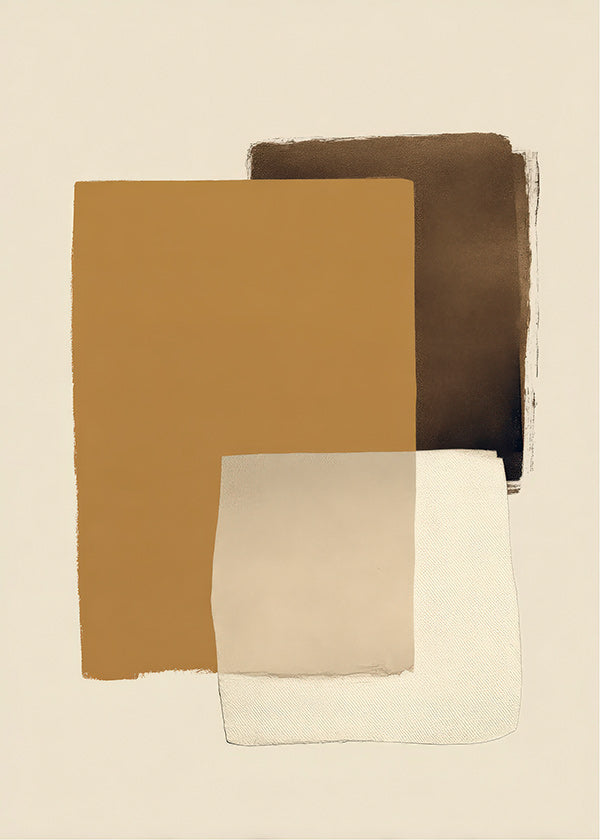Quadro astratto a strati ocra