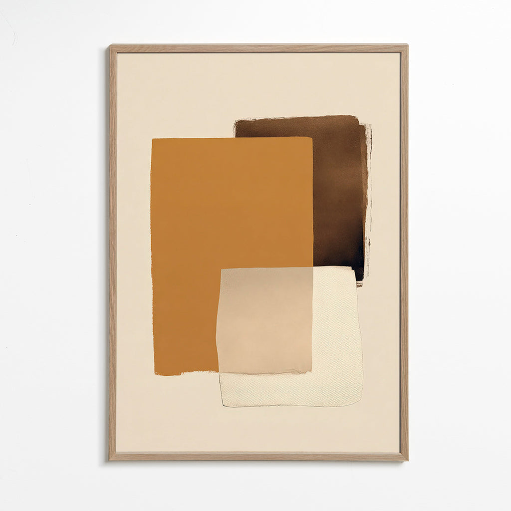 Quadro astratto a strati ocra
