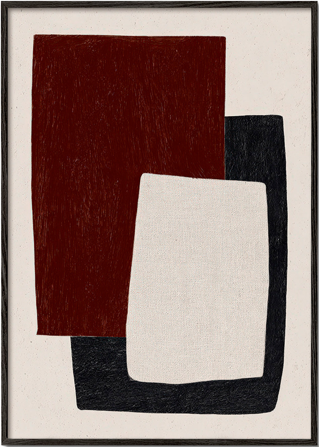 Quadro geometrico con forme bordeaux sovrapposte