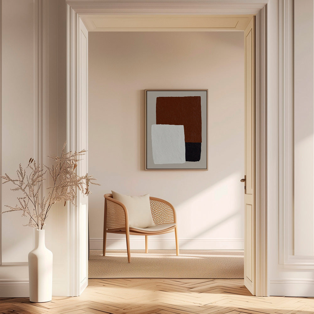 Design minimal con blocchi marrone e bianco