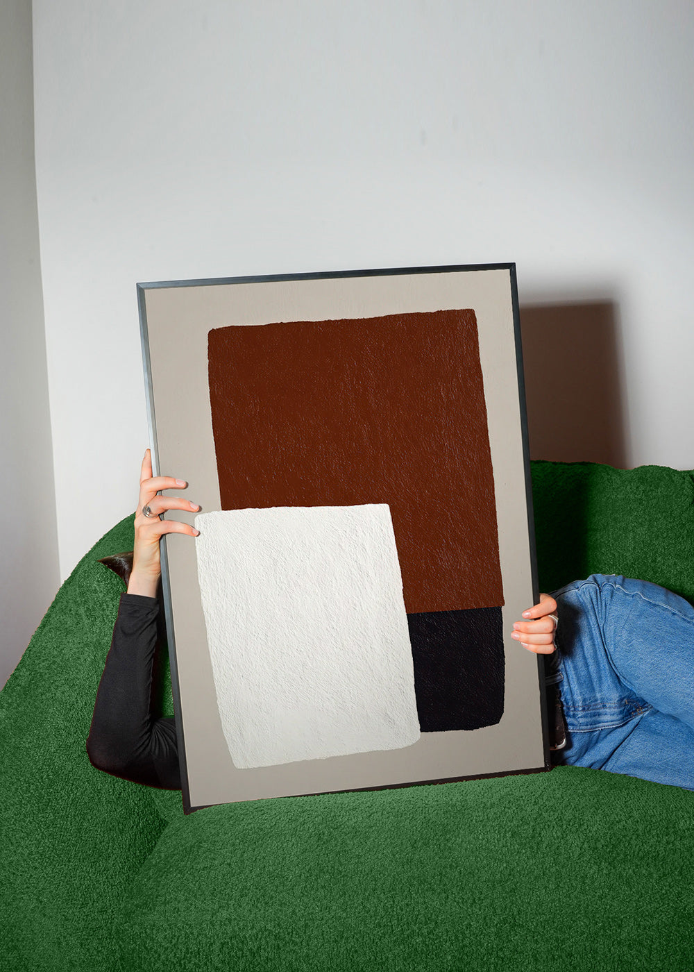 Design minimal con blocchi marrone e bianco