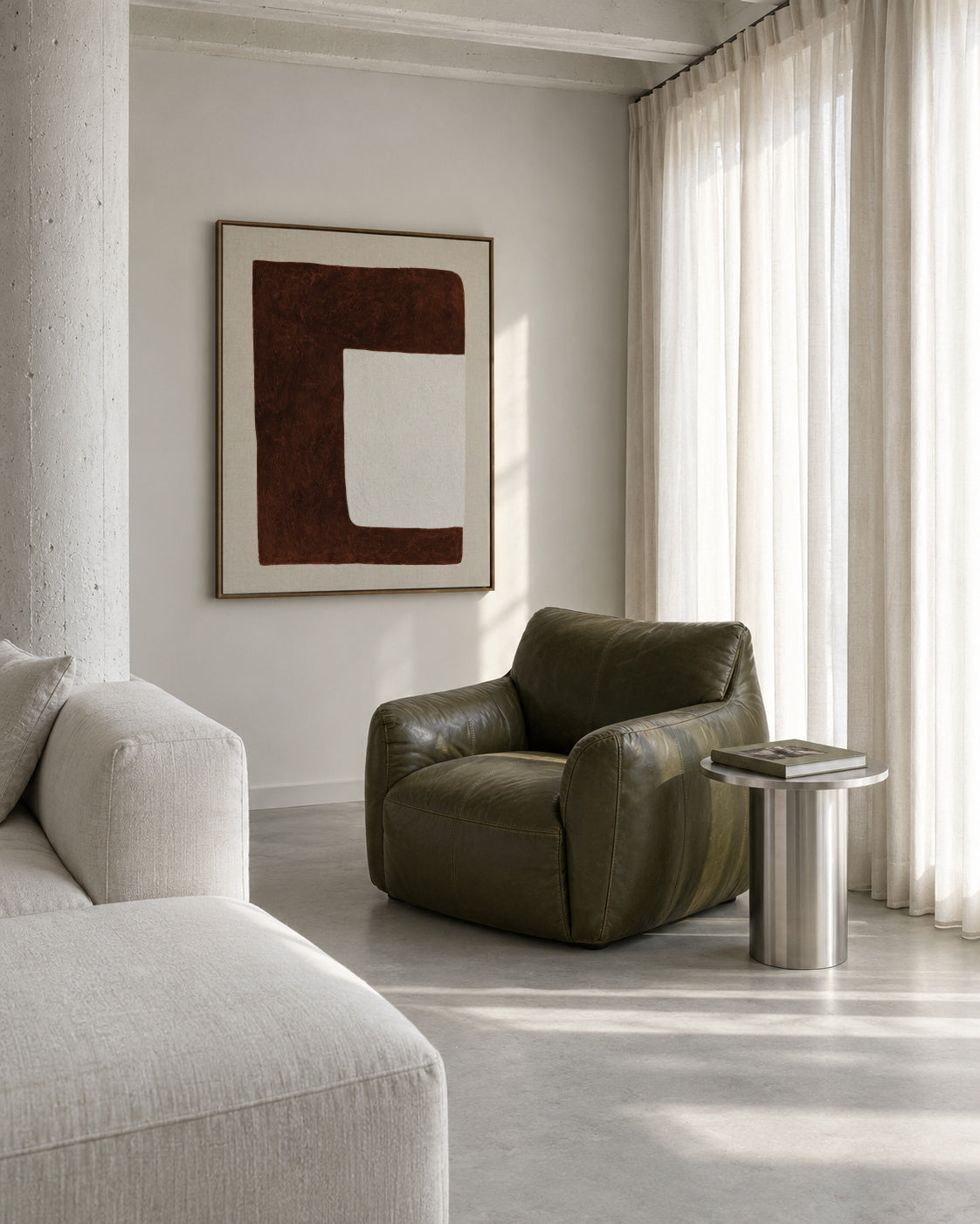 Chocolate Form - Framed canvas in an interior