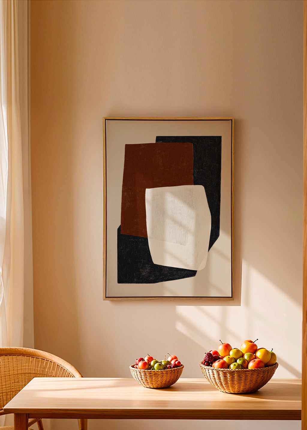 Quadro geometrico con blocchi in toni terra