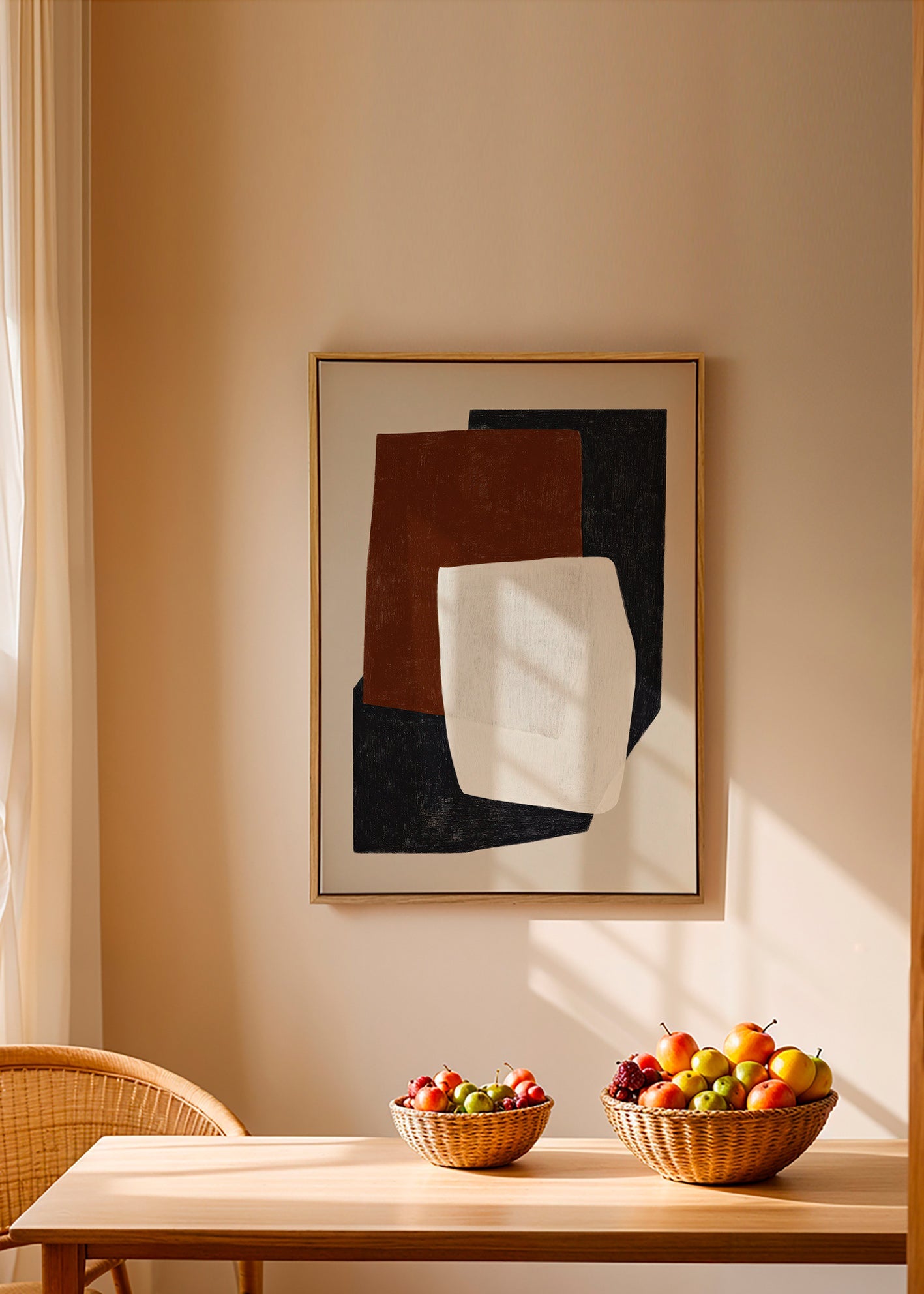 Quadro geometrico con blocchi in toni terra