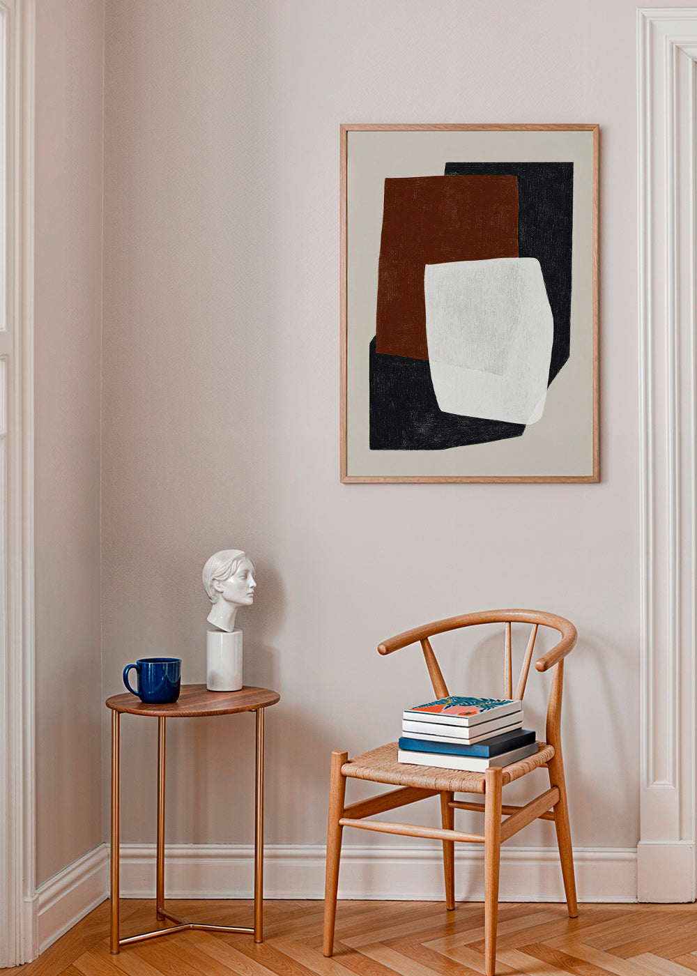 Quadro geometrico con blocchi in toni terra