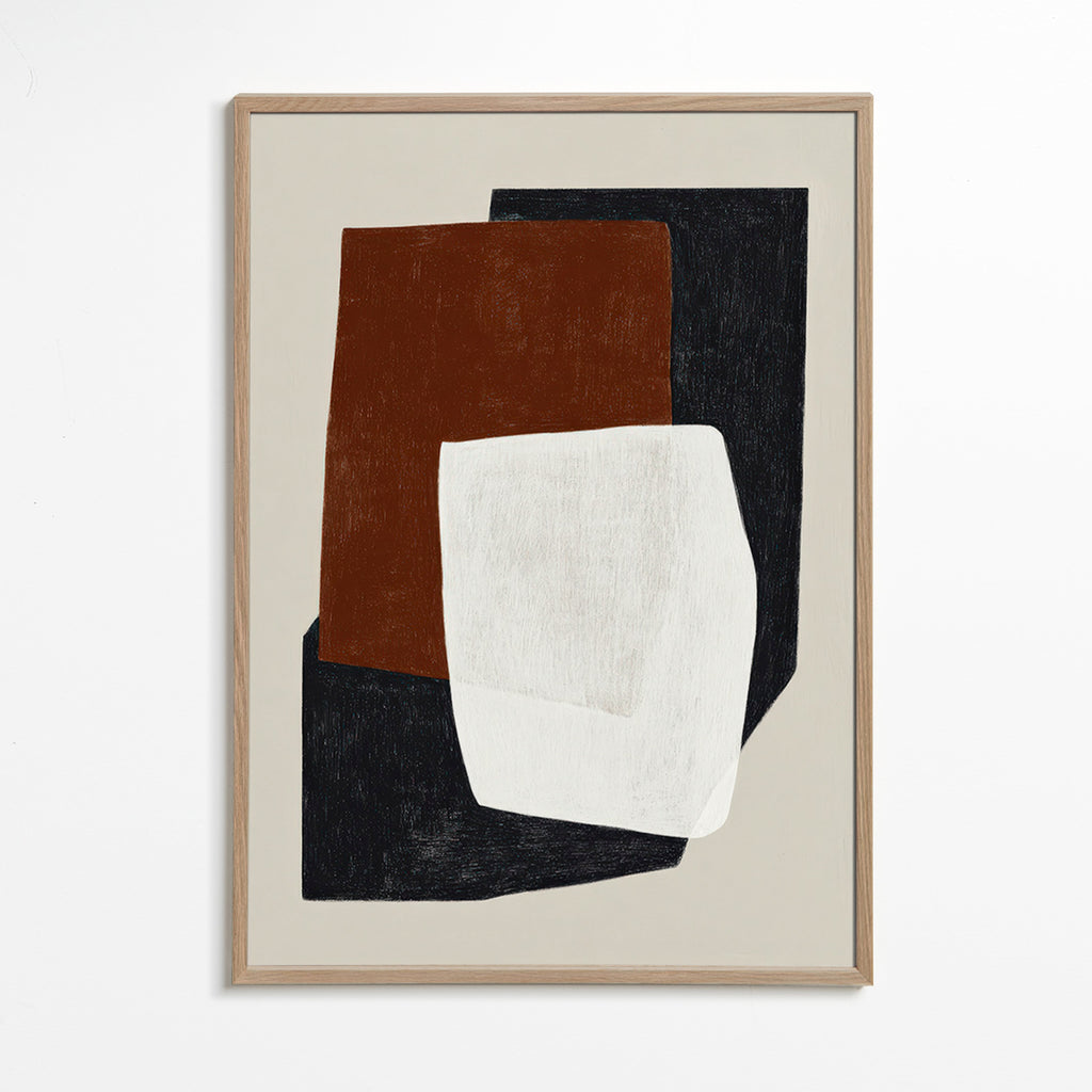 Quadro geometrico con blocchi in toni terra