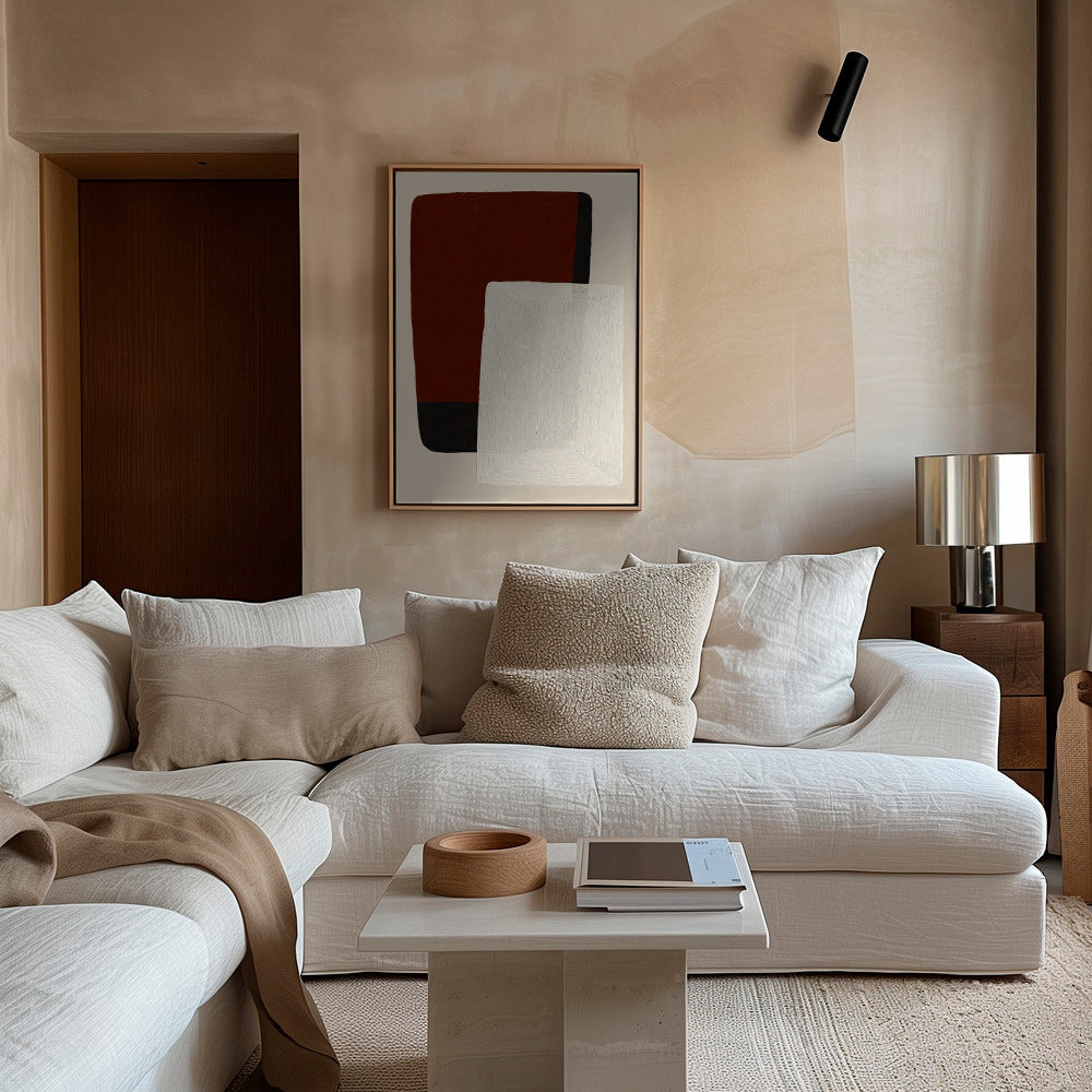 Quadro astratto blocchi terra e bianco
