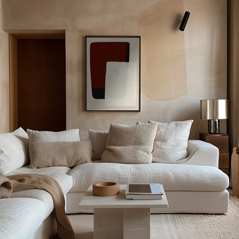 Quadro astratto blocchi terra e bianco