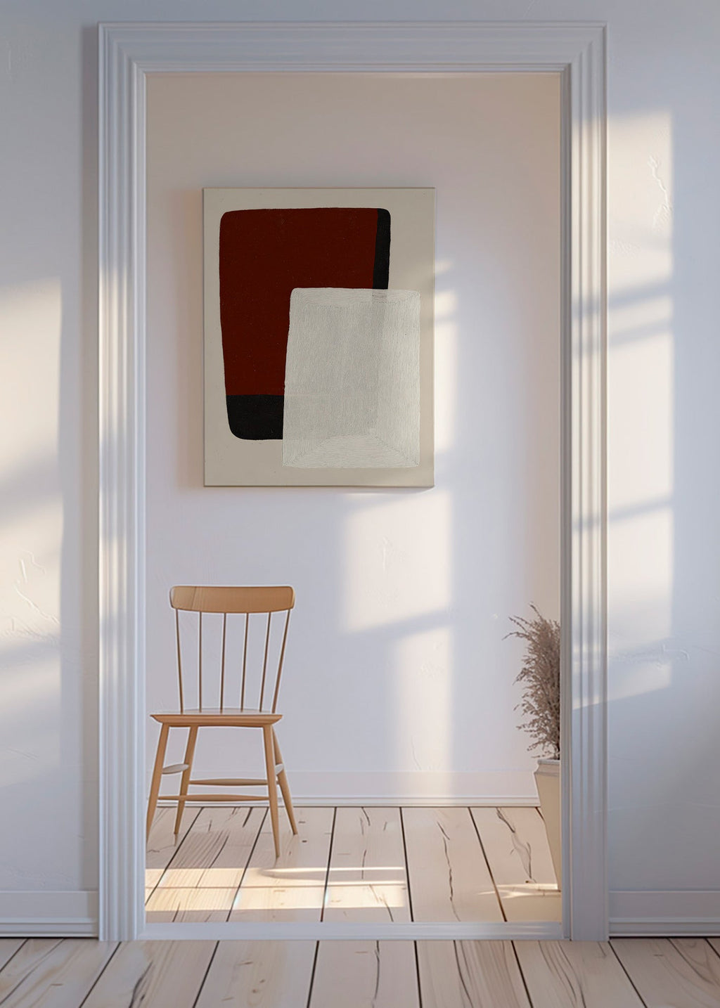 Quadro astratto blocchi terra e bianco