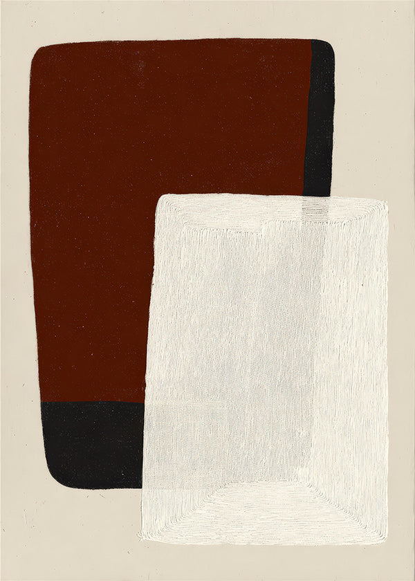 Quadro astratto blocchi terra e bianco