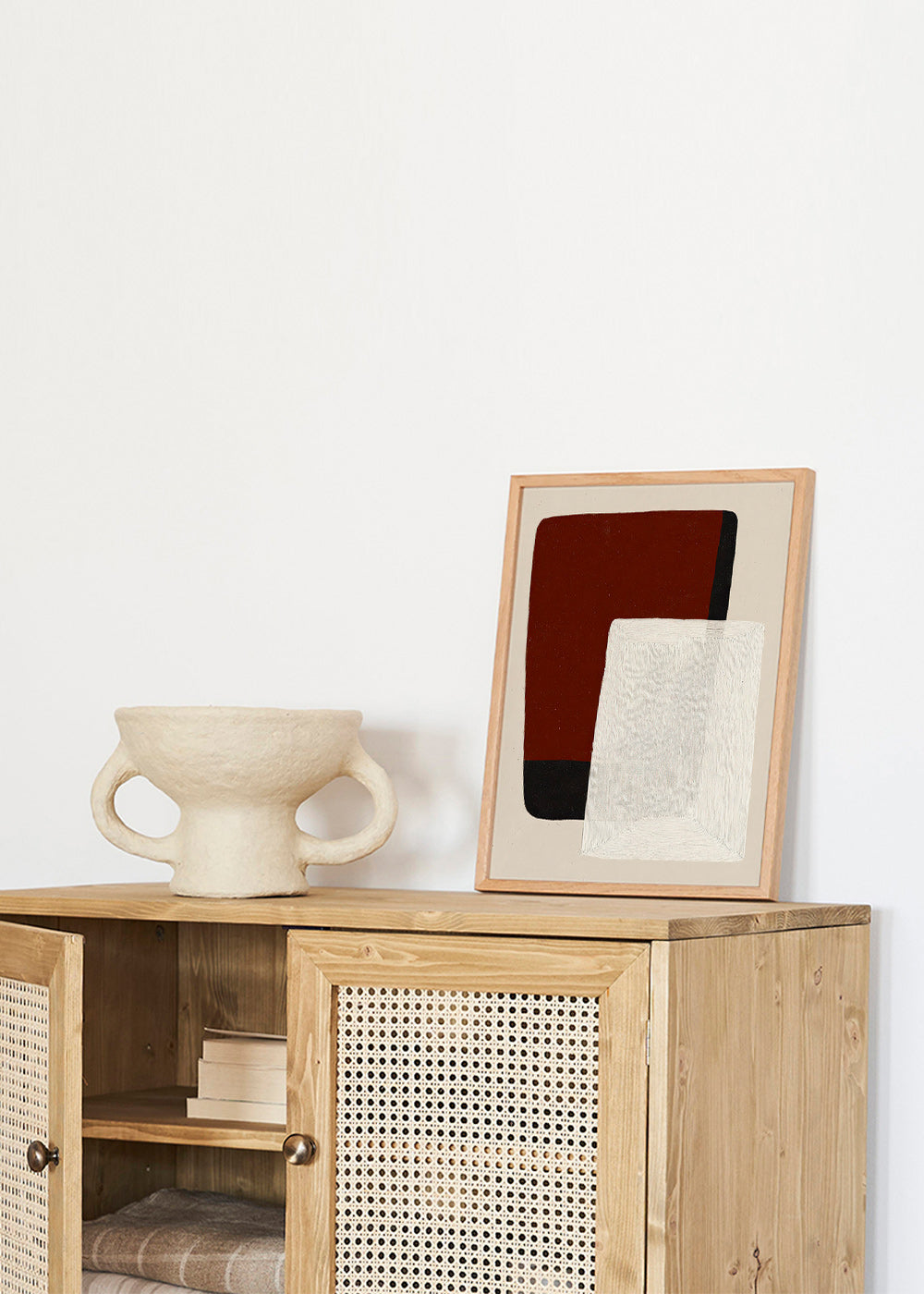 Quadro astratto blocchi terra e bianco