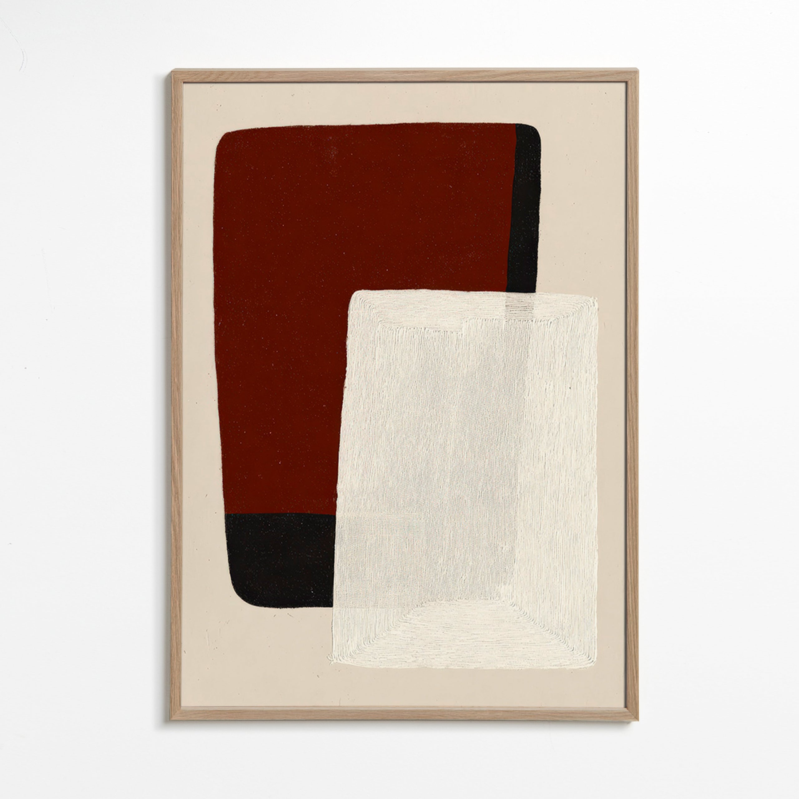 Quadro astratto blocchi terra e bianco