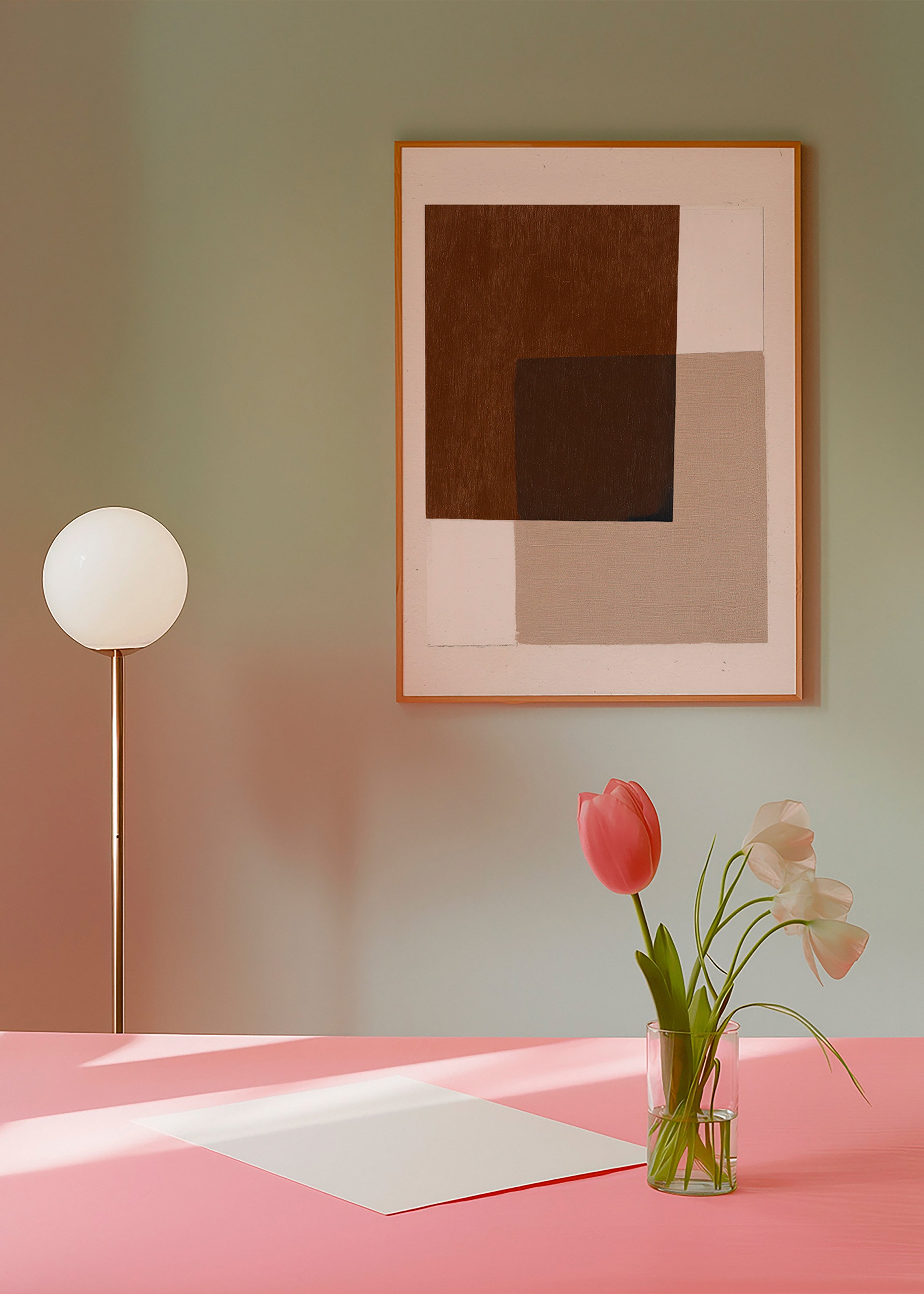 Design minimal con blocchi terrosi sovrapposti