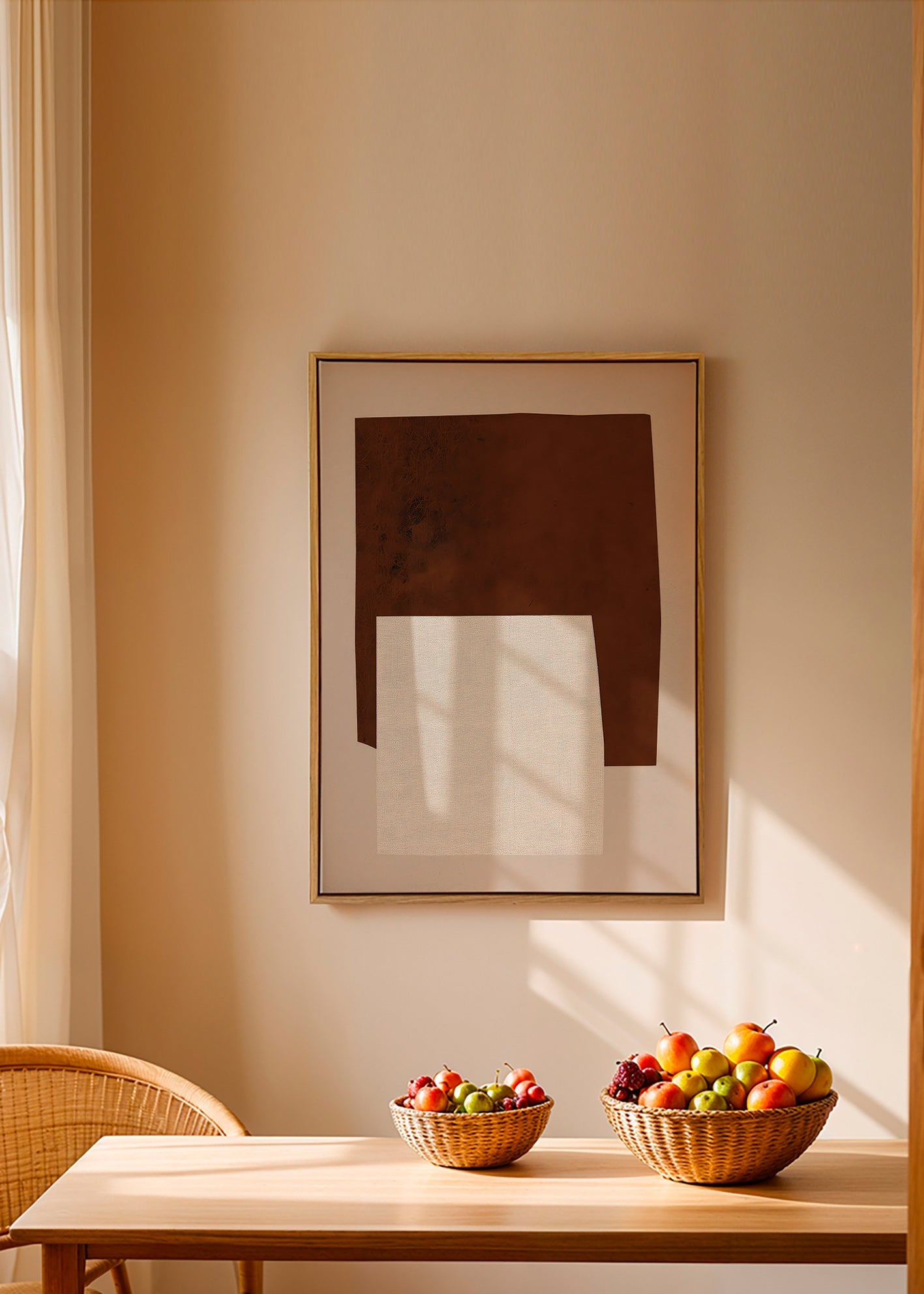 Design minimalista con forme marroni e crema