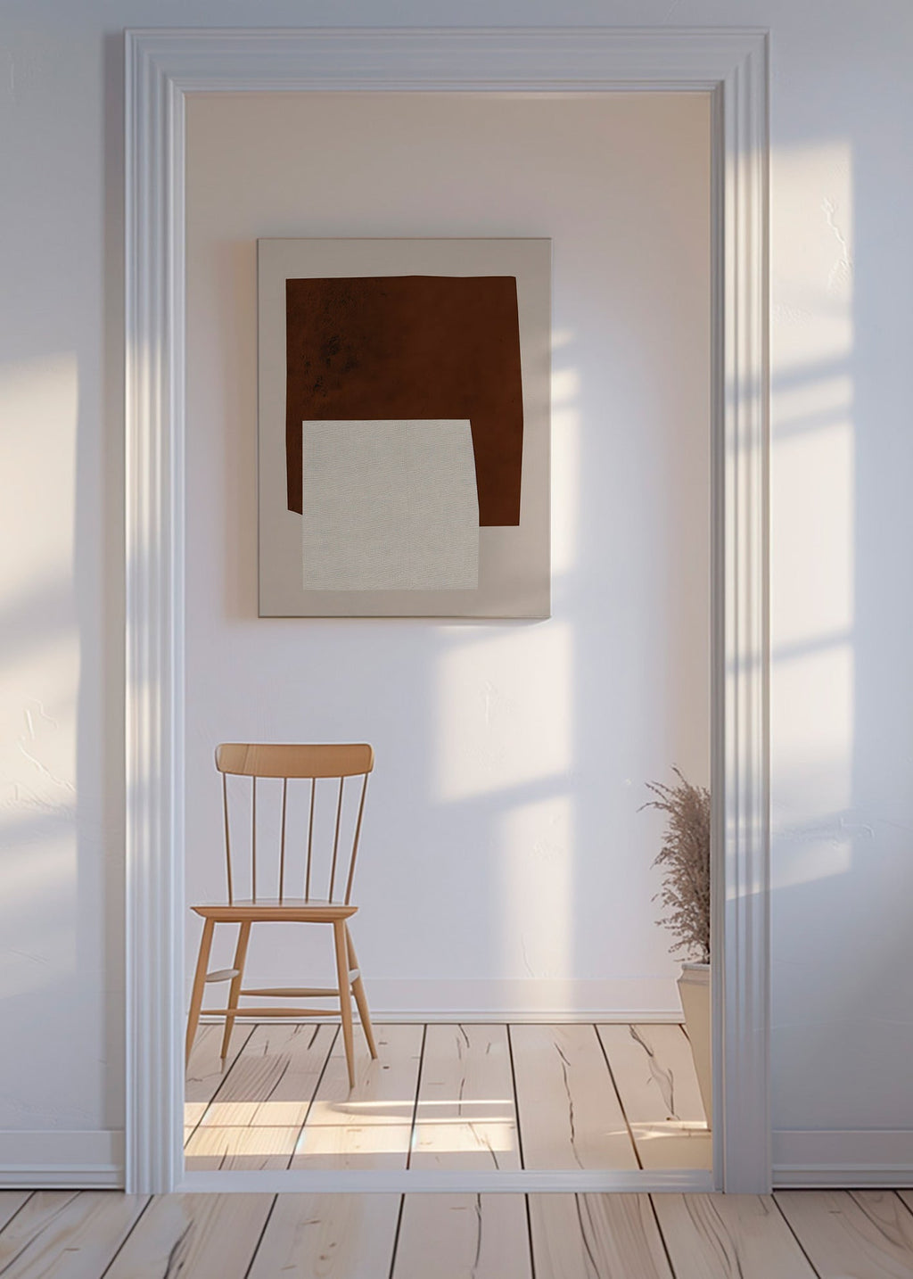 Design minimalista con forme marroni e crema