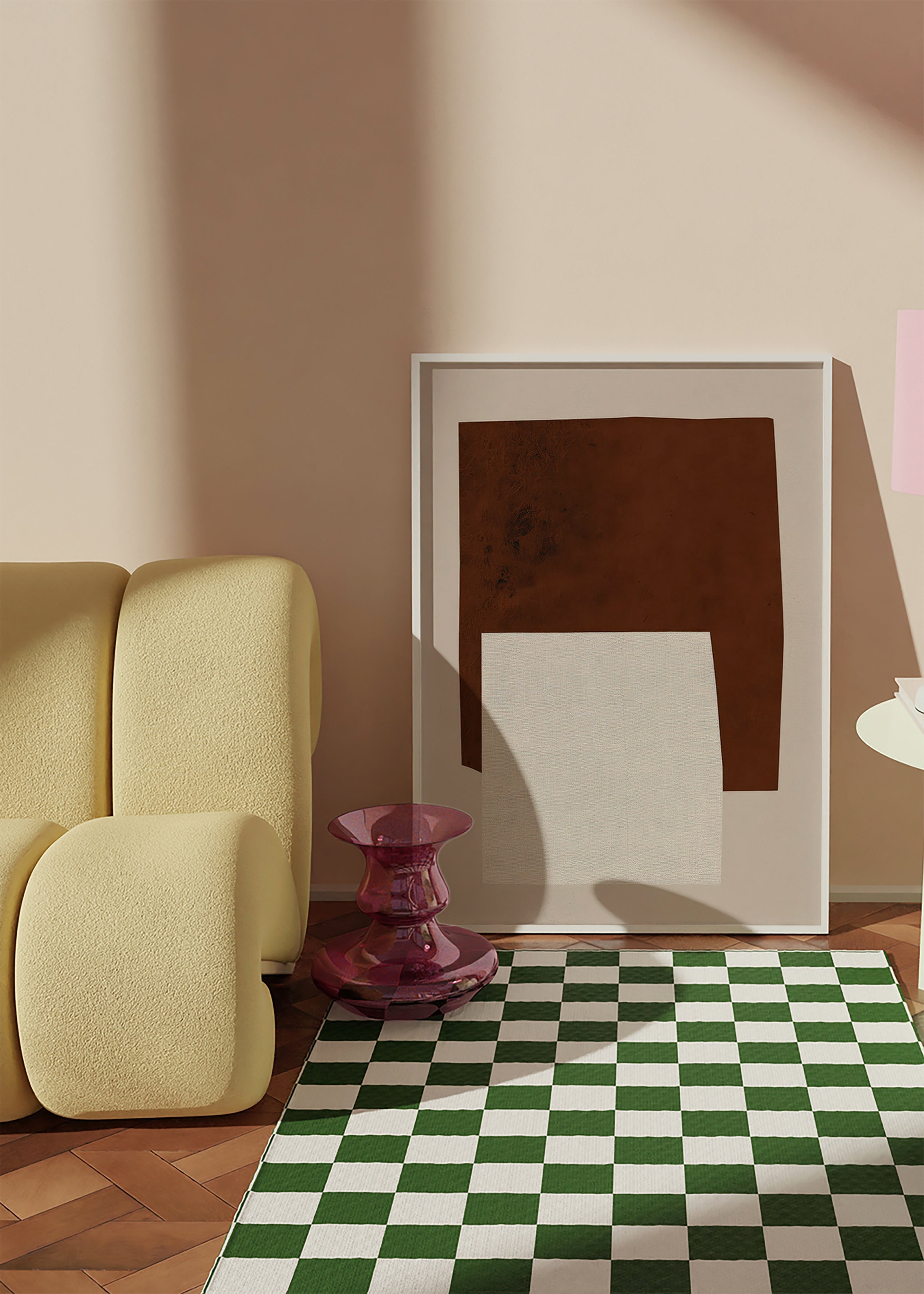 Design minimalista con forme marroni e crema