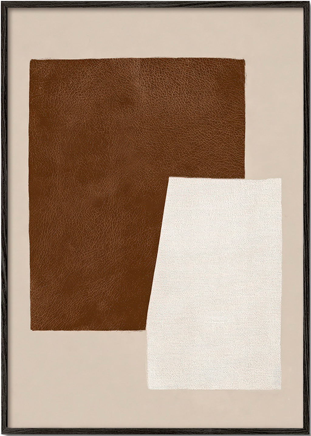 Quadro astratto con texture marrone e crema