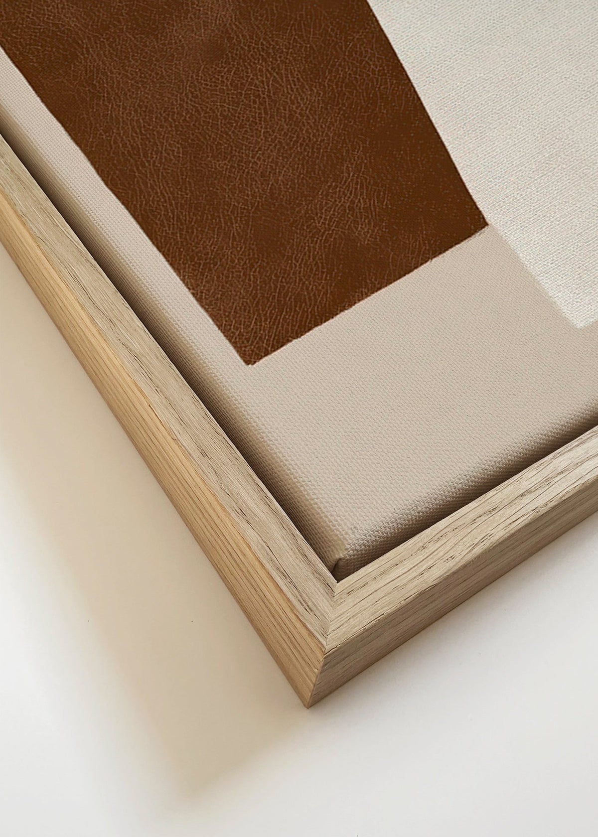 Quadro astratto con texture marrone e crema