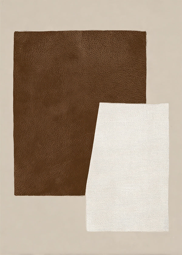 Quadro astratto con texture marrone e crema