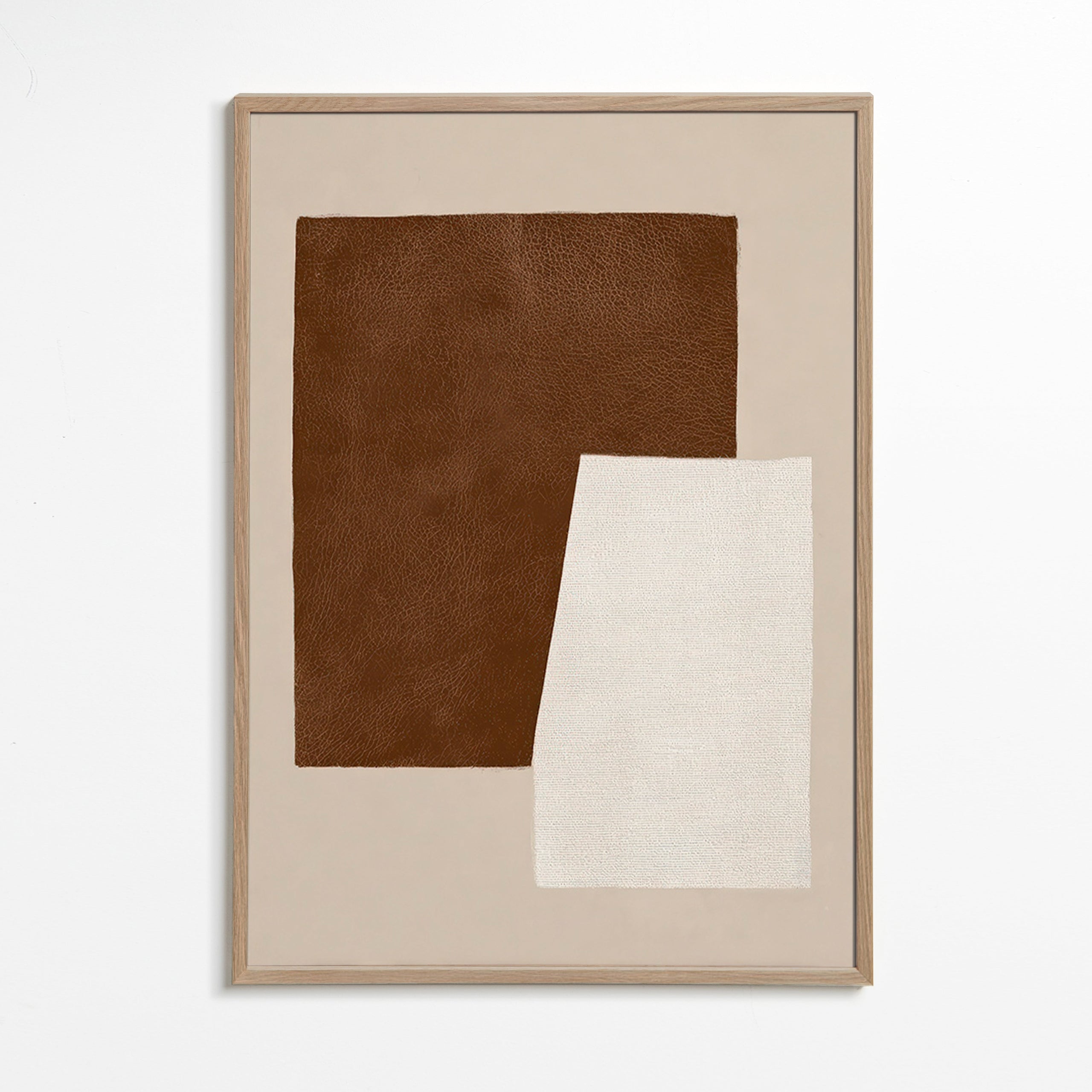 Quadro astratto con texture marrone e crema