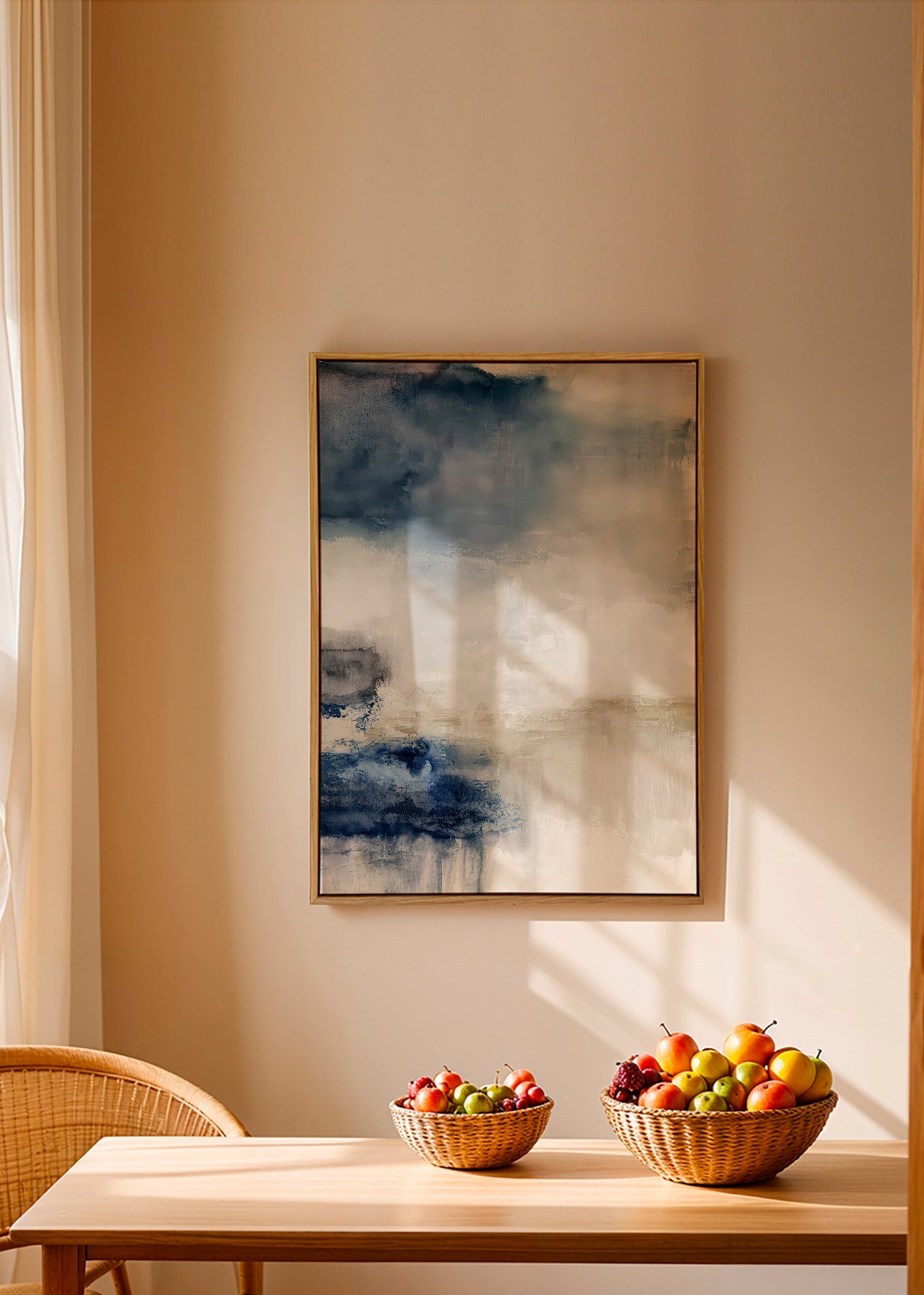 Quadro astratto blu e beige
