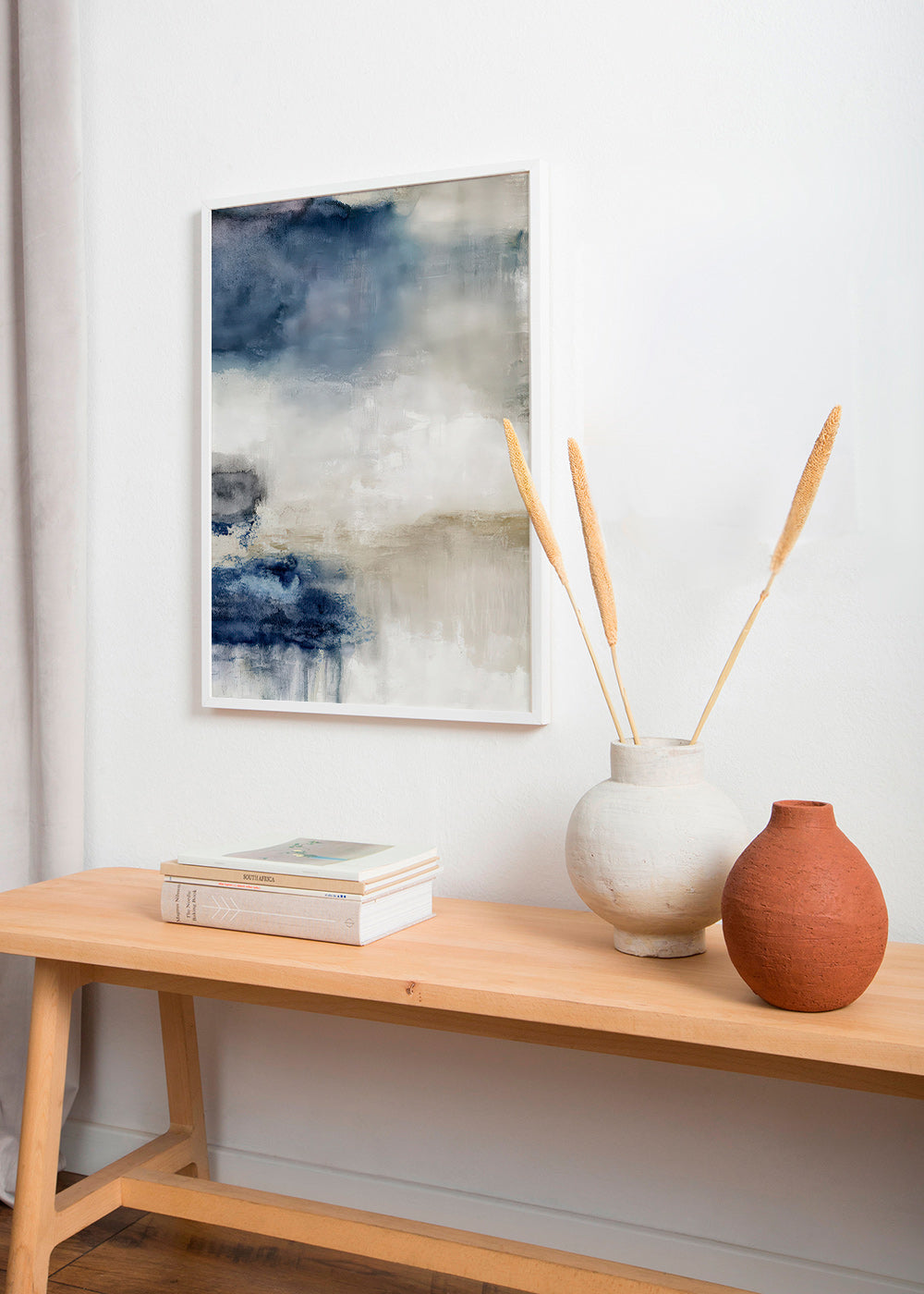 Quadro astratto blu e beige