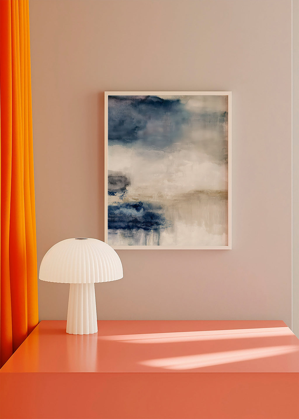 Quadro astratto blu e beige