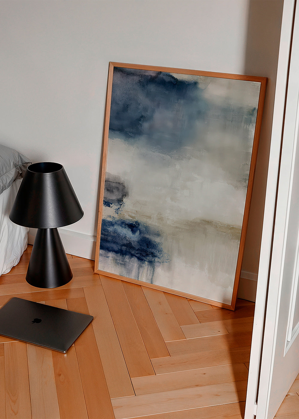 Quadro astratto blu e beige