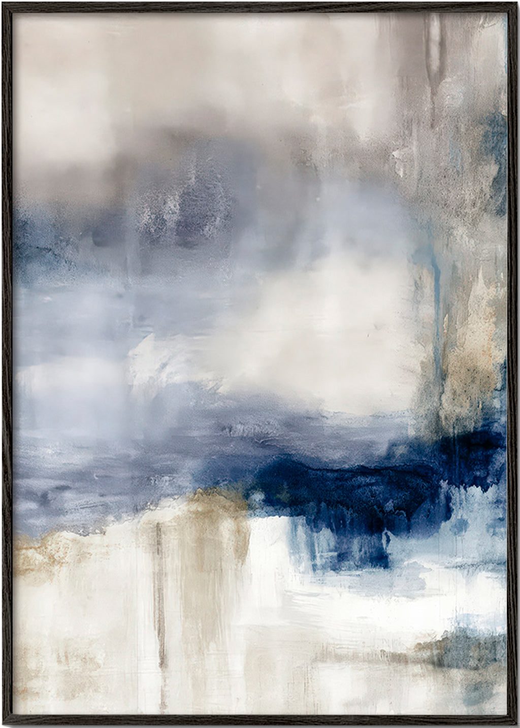 Opera astratta blu e beige con texture soffice