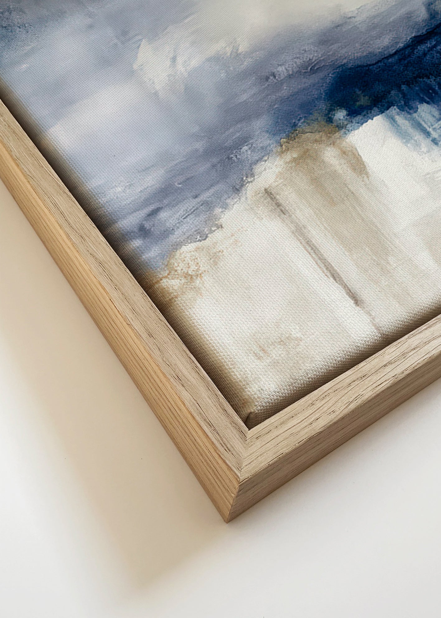 Opera astratta blu e beige con texture soffice